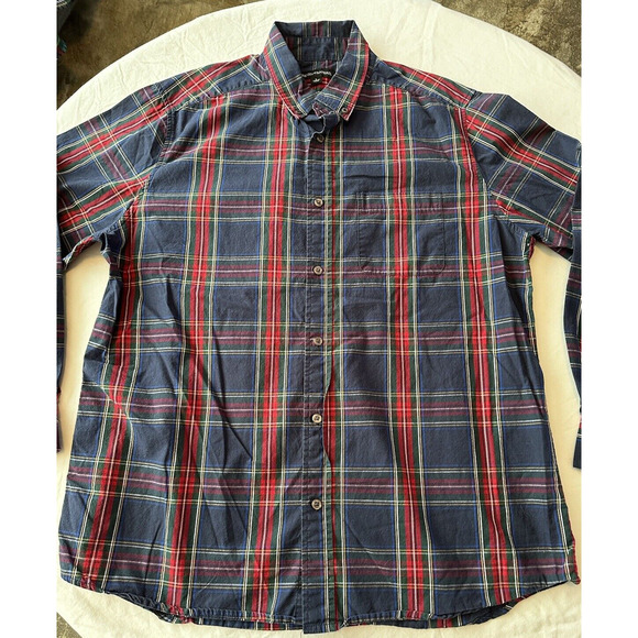 Tricots St Raphael Button Up Shirt Large Blue/Red/Green Plaid Long Sleeve - Picture 2 of 12